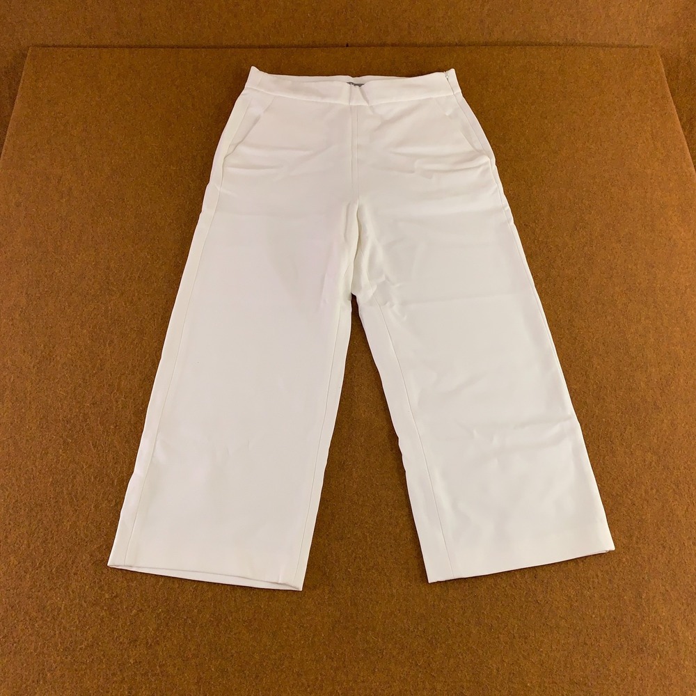 Tart Womens Size Large White High Waisted Pocket Wide Leg Cropped Pant New